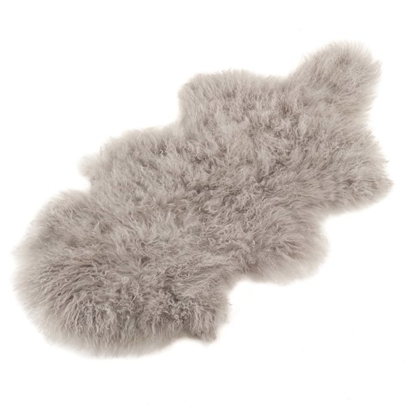 Luxurious Genuine Real Shaggy Soft Fluffy Mongolian Lamb Throw Rug 20" x 35" - Picture 4 of 10